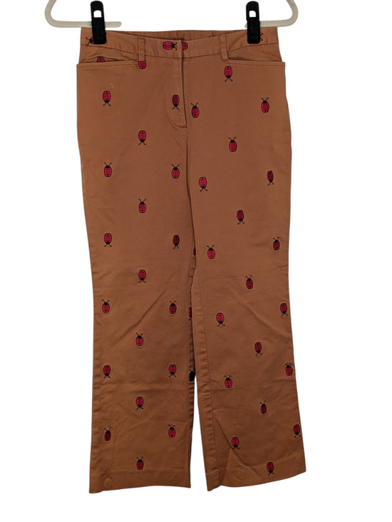 Lilly Pulitzer Pants - Vintage Label Lilly Pulitzer Size 2 Camel Khaki Lady Bug Embroidered Crop Pants